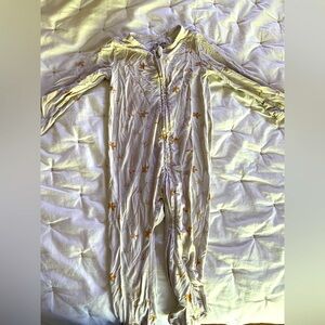 Caden Lane zipper bamboo footie, goose print